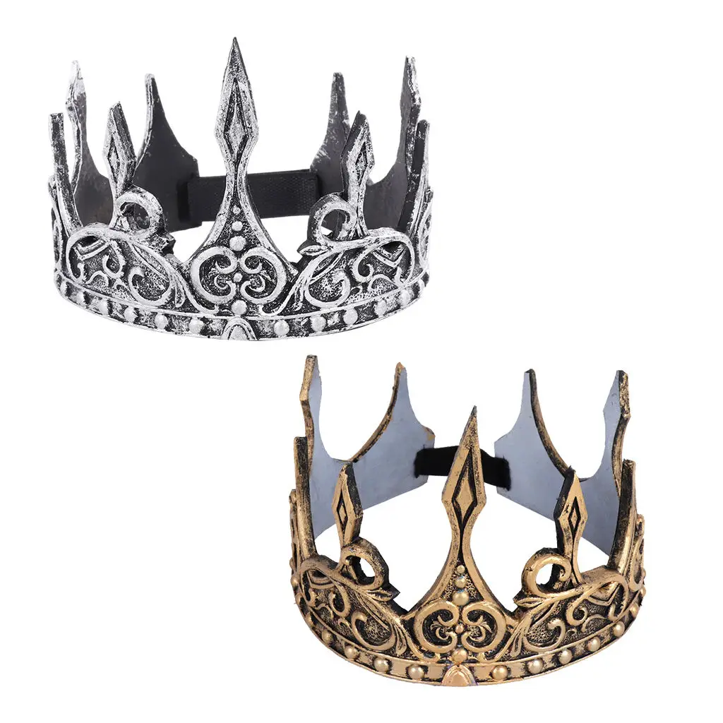 King Crown for Men Prom decorazioni per feste Cosplay Crown PU foam 3D softcrown copricapo