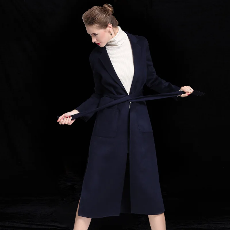 Elifashion новое осеннее и зимнее двустороннее шерстяное пальто для женщин средней длины в Корейском стиле шерстяное пальто