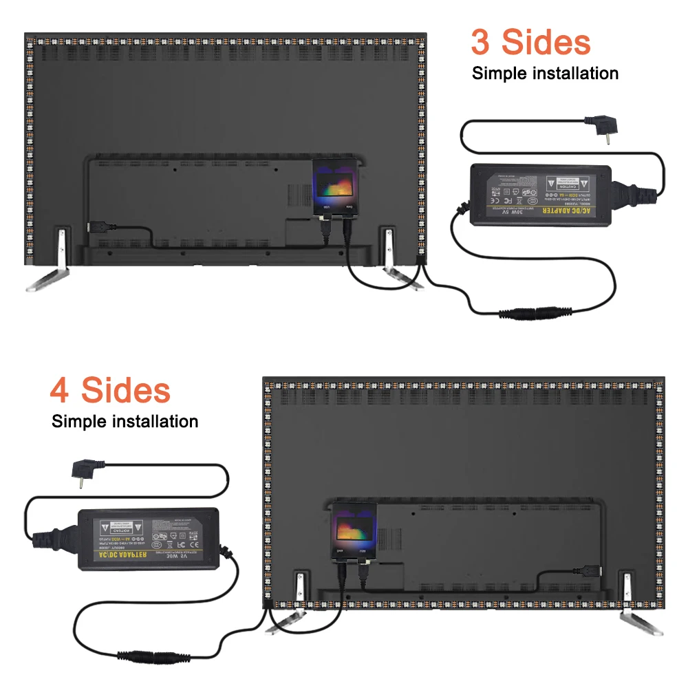 1M ~ 5 м USB WS2812 WS2812B Светодиодные ленты Светильник Настольный ПК Экран HD ТВ/ТВ