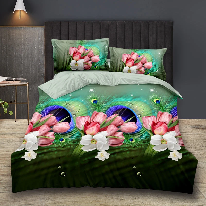 bed set style8 3D Постельное белье лоскутное одеяло с цветами пододеяльник, простынь, наволочка чехол Павлин Роза бабочка 4 шт./компл. Новые свадебные платья - Цвет: bed set style8