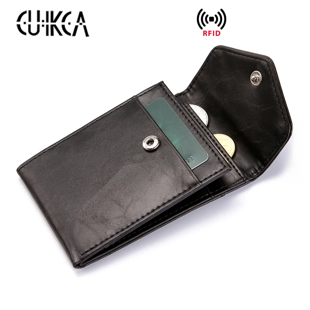 CUIKCA модный RFID Кошелек для женщин и мужчин ультратонкий кожаный мини кошелек