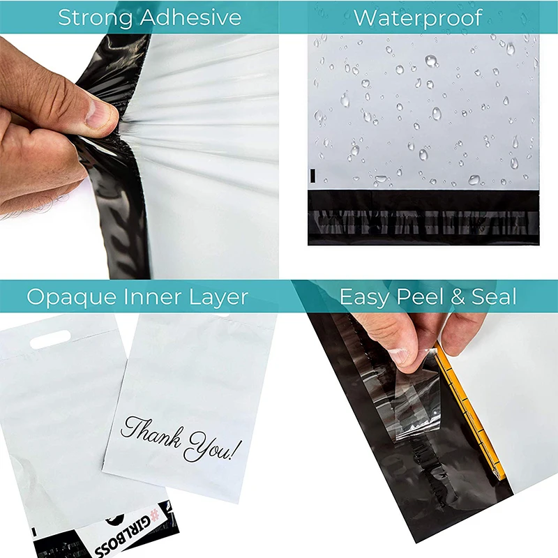 10pcs Printed Tote Bag Express Bag with handle Courier Self-Seal Adhesive Thick Waterproof Plastic Poly Envelope Mailing