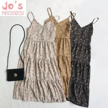

Vintage Print A-Line Women Dress Kawaii Spaghetti Strap Sleeveless Party Dress Ladies Strapless Vestidos Cute Mini Clothing