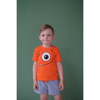 

Set: T-shirt and shorts KAFTAN "Monster" p.32 (110-116), orange, gray