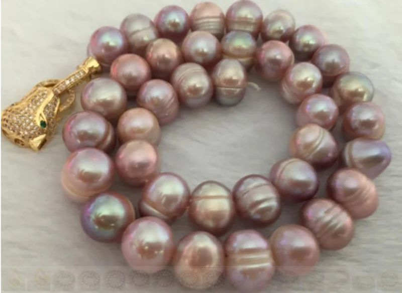 

elegant12- 13mm freshwater baroque lavender pearl necklace 18inch