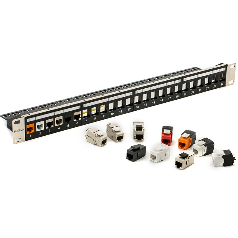 Cable Length: 24port Cable Manager bar & Front Panel Design with Label Field - Incl ShineBear Linkway 19 1U 24Port Unload Modular Blank Patch Panel Cable Length: 24port Cable Manager bar & Front Panel Design with Label Field - Incl ShineBear Linkway 19 1U 24Port Unload Modular Blank Patch Panel