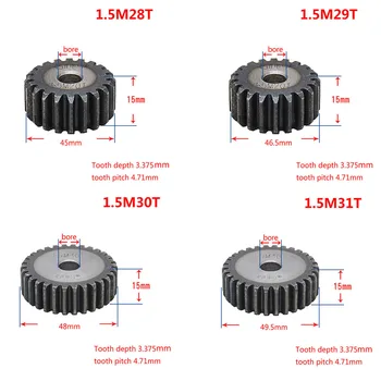 

1PCS 45# Steel 1.5 Modulus 28T-43T Spur Gear Pinion/Metal Gear 28 Teeth - 43 Teeth Thickness 15mm