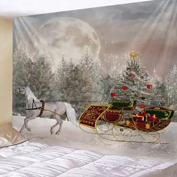 

Tapestry Christmas Wall Hanging Christmas Night Home Deco Christmas Castle Print Tapestries Large Size Drop Shipping apestries