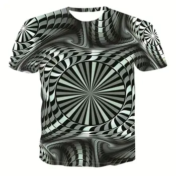 

Pattern T-Shirt Mens / Womens 3D Red Black T-Shirt Unisex Geometric Print Street Mens Short Sleeve T-Shirt Tee