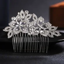 Стразы Кристалл для волос Расческа цветок Свадебные украшения Аксессуары для волос головной убор невесты FS74