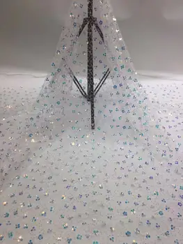 

2020 Sequin Lace Fabric Mesh Purple Color African Embroidery Sequence Nigerian French Party Latest High Quality Tulle Hot Sale