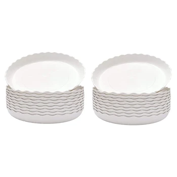 

50 Pcs Wave Plant Saucer Flower Pot Drip Trays/Durable Heavy Duty White Plant Tray 15.5cm & 19.5cm