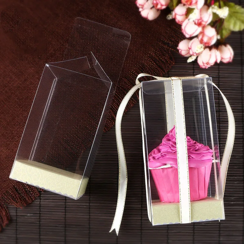 

10 PCS New arrival 7*7*Hcm Clear PVC Mother' Day Gift box Cute Doll display box Birthday&Wedding Cup Cake Packaging Box