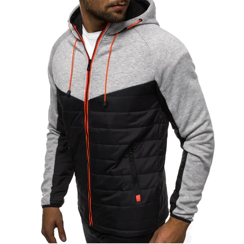 Online Nueva chaqueta con capucha informal con empalme con estampado para hombres sudaderas con capucha moda Abrigo con capucha cárdigan más ropa de lana Casual