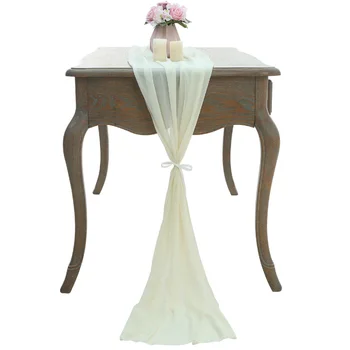

2019 New Arrival 30pcs 70*300cm chiffon table runner For wedding Banquet dining room table decoration chiffon tablecloth