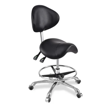 

Modern Message Saddle Chair With Footrest&Swivel Adjustable Leather Chair Medical Spa Drafting Stool with Back For Home/Office