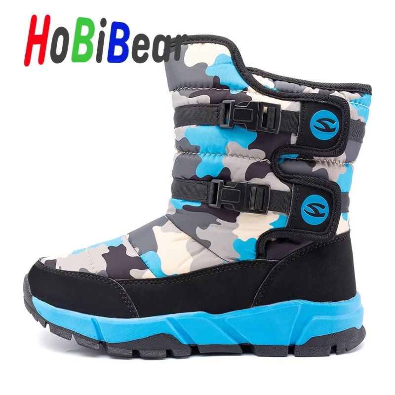 

Winter Toddler Boy Boots with Fur Snow Boots Kids Warm Girls Boot Size 24-40 Children Unisex Camouflage Boots Boy Girl Ski Boot