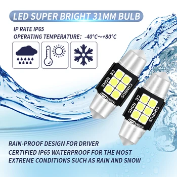 

2PCS LED Super Bright 31mm Bulbs Cool White LED License Light Reading Light High Brightness LED Bulb Lamps Easy Installation D30