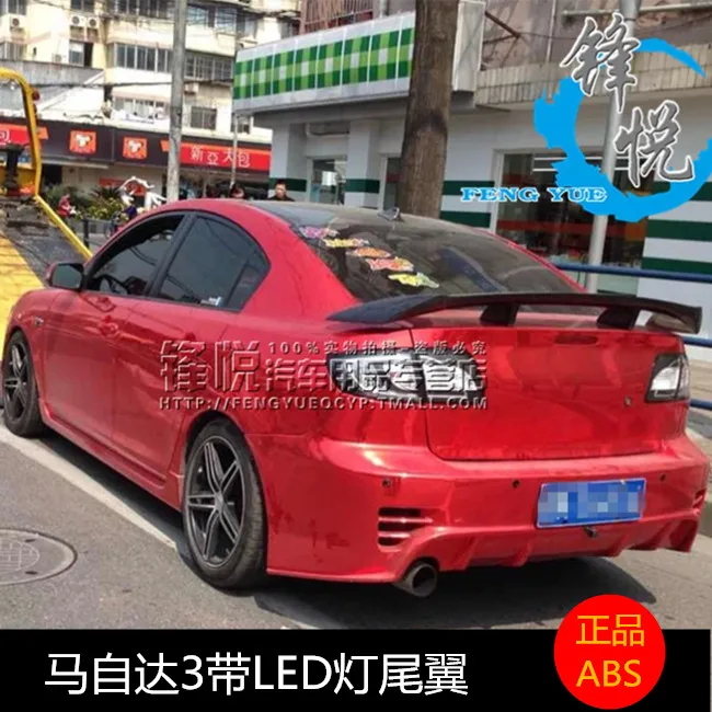 Подходит для mazda 3 светодиодный ABS задний спойлер заднего крыла не окрашенный спойлер