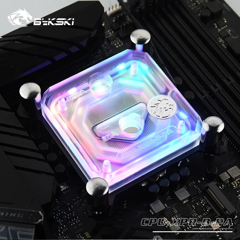 Online Bykski CPU Wasser Block verwenden für INTEL LGA1150 1151 1155 1156 2011X99 Transparent RGB unterstützung 5V 3PIN GND Header zu Motherboard