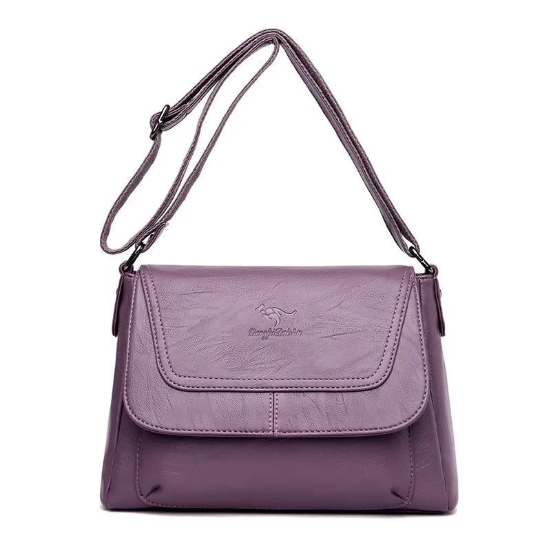 Женская сумка из твердой кожи, сумки через плечо для женщин, модные повседневные сумки-мессенджеры, маленькие сумки на плечо с клапаном, женские сумки - Цвет: Purple