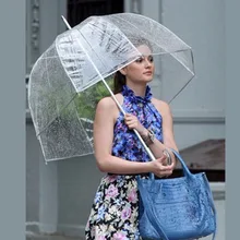 Прочный Прозрачный женский зонт с длинной ручкой полуавтоматический портативный размер женский Солнечный дождливый зонтик из полиэстера Горячая Новинка