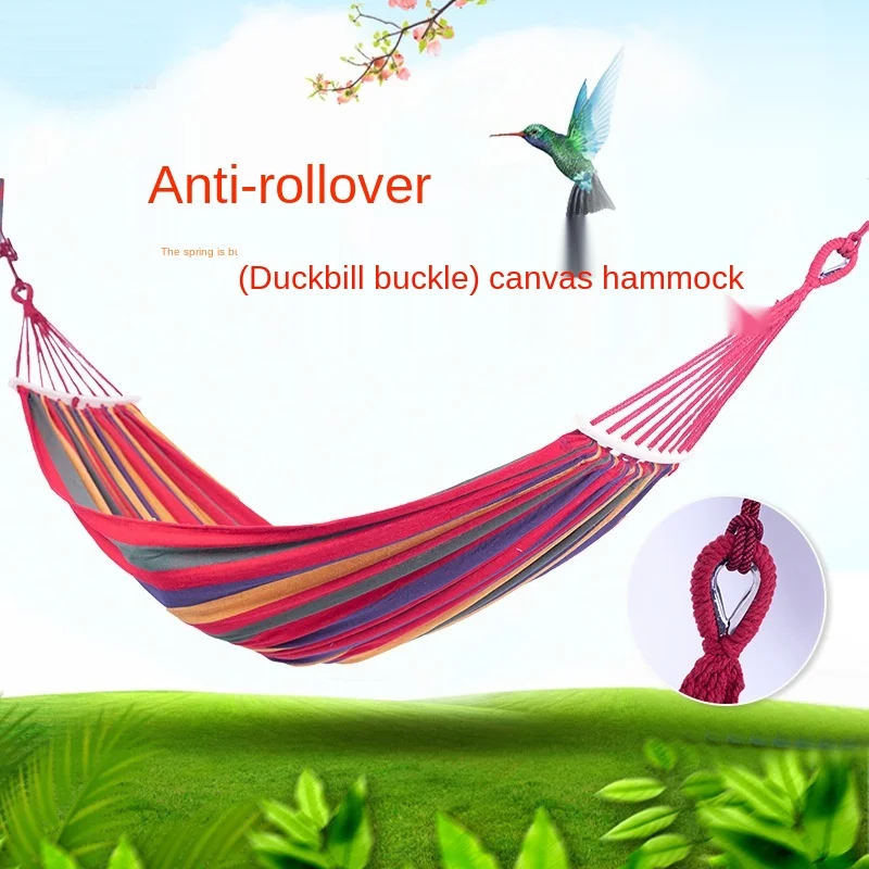 

New Outdoor Swing Hammock Garden Double Thick Canvas Duckbill Buckle Bed Fashion Portable Picnic Camping Leisure Swing Chair
