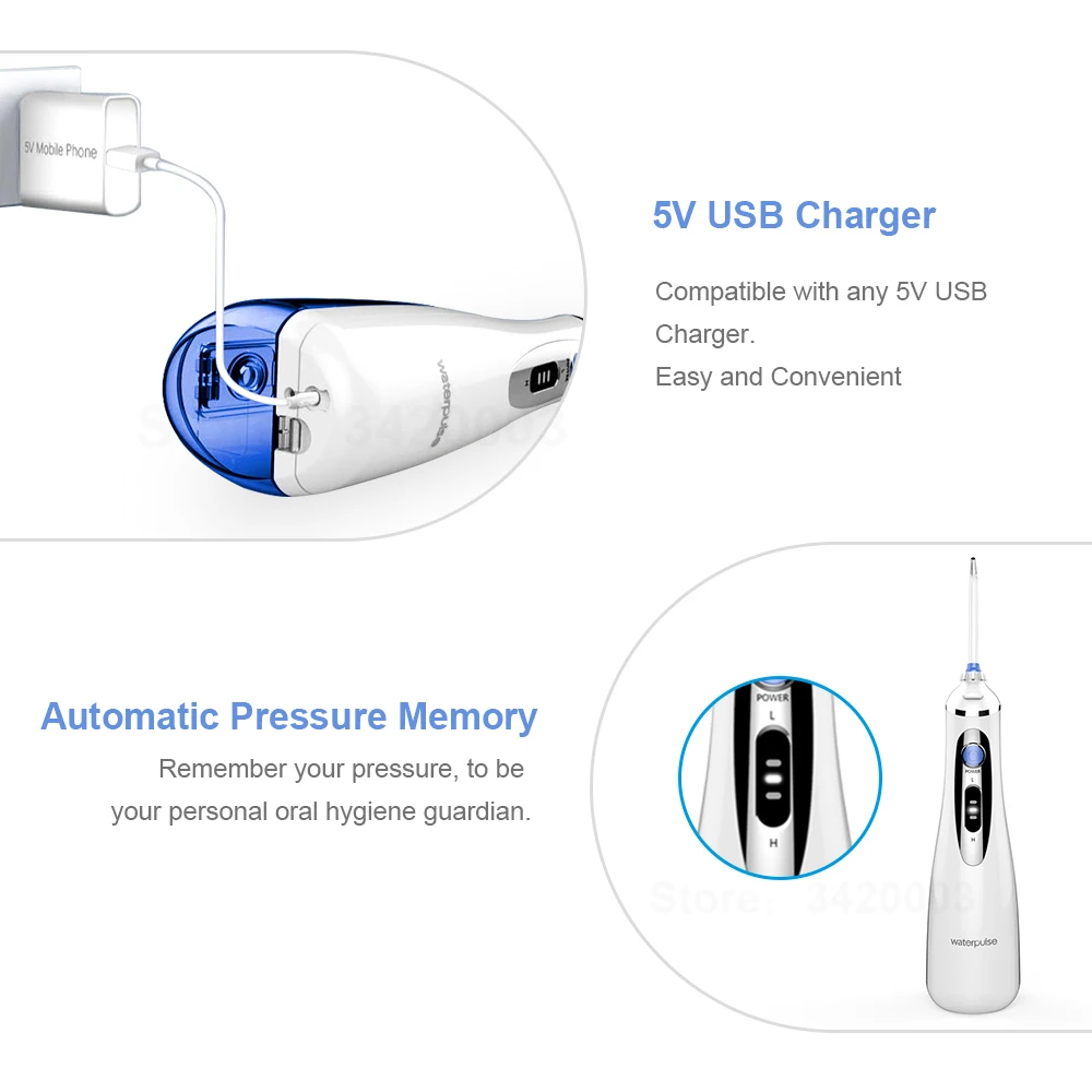 Водонепроницаемый V400P водный Флоссер портативный беспроводной Стоматологический Ирригатор для полости рта струя воды орошение полости рта с наконечниками и мешком очиститель зубов