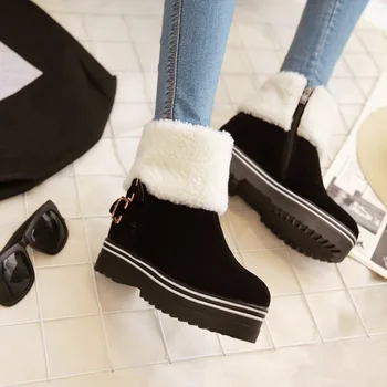 

Big Size 9 10 11 12 boots women shoes ankle boots for women ladies boots shoes woman winter Monochrome round head side zipper