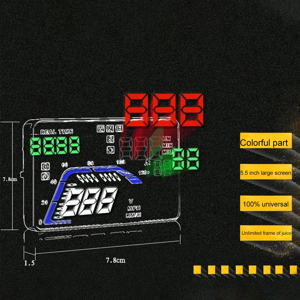 Q7 Авто HUD портативный светодиодный дисплей на голову позиционирование gps Спидометр Универсальная автомобильная Зажигалка Цифровой для вождения 5,5 дюймов ABS