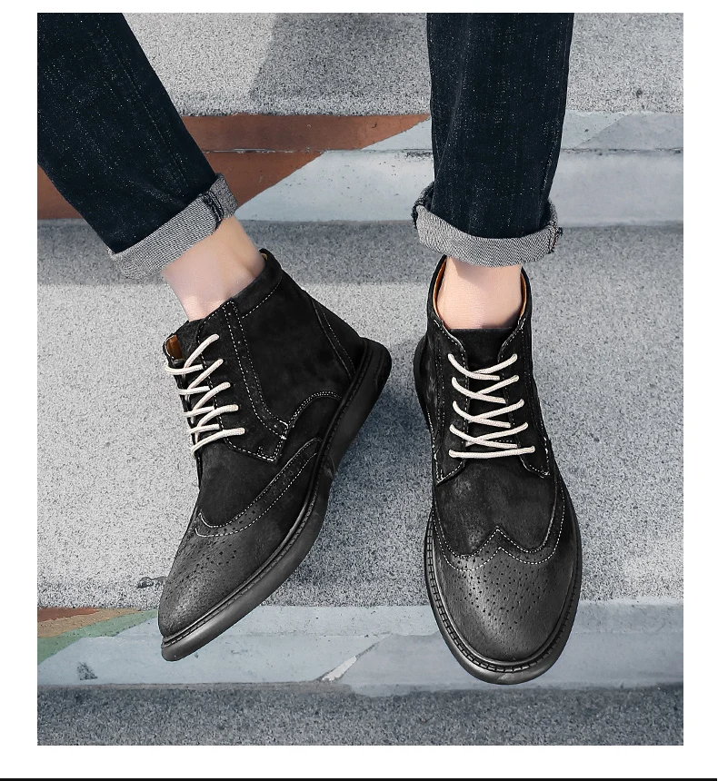 Misalwa/; высококачественные мужские ботинки с перфорацией типа «броги» в винтажном стиле; теплые плюшевые зимние ботинки в студенческом стиле; повседневные ботильоны песочного цвета; большие размеры