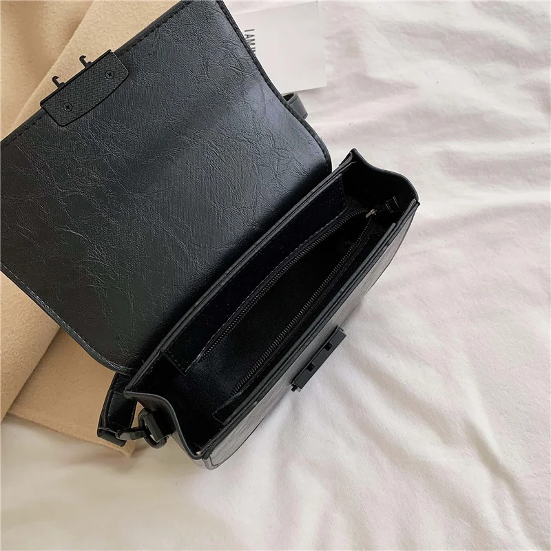 Solid Color PU Leather Saddle Bags For Women Small Crossbody Shoulder Messenger Bag Female Handbags and Purses