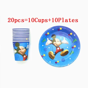 

Disney Blue Mickey Mouse Theme Happy Birthday Party Decorations Kids Plate Cups Disposable Tableware Baby Shower Event Party Set
