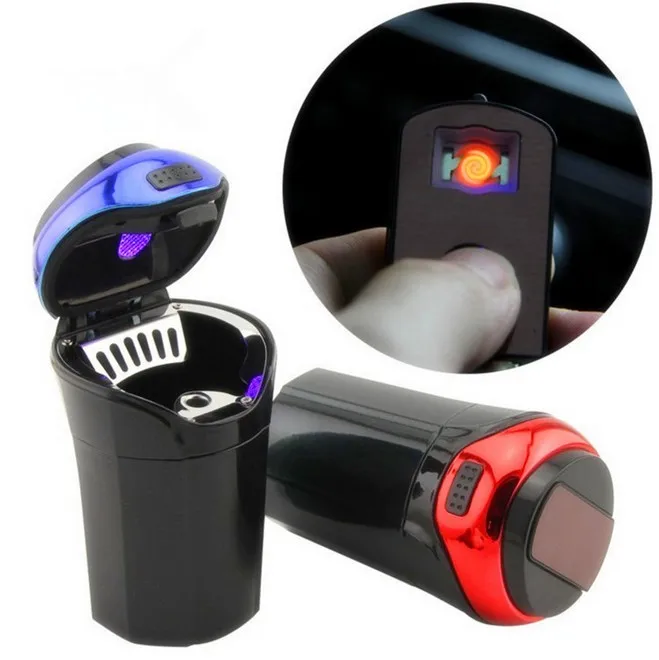 Автомобильная сигаретная зажигалка и пепельница со светодиодный подсветкой usb зарядка съемные автомобильные принадлежности пепельница из нержавеющей стали держатель для чашки