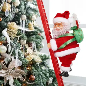 

2020 Santa Claus Climbing Ladder Electric Santa Claus Doll Christmas Tree Hanging Ornament Outdoor Indoor Door Wall Decoration