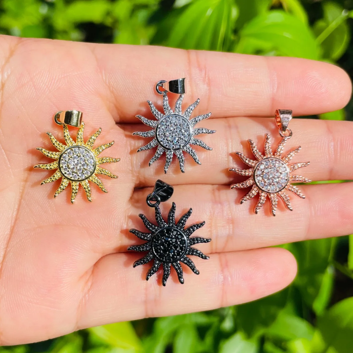 

5pcs Micro Zirconia Paved Sun Charms for Women Bracelet Girl Necklace Making Trendy Pendant for Handmade Craft Jewelry Accessory