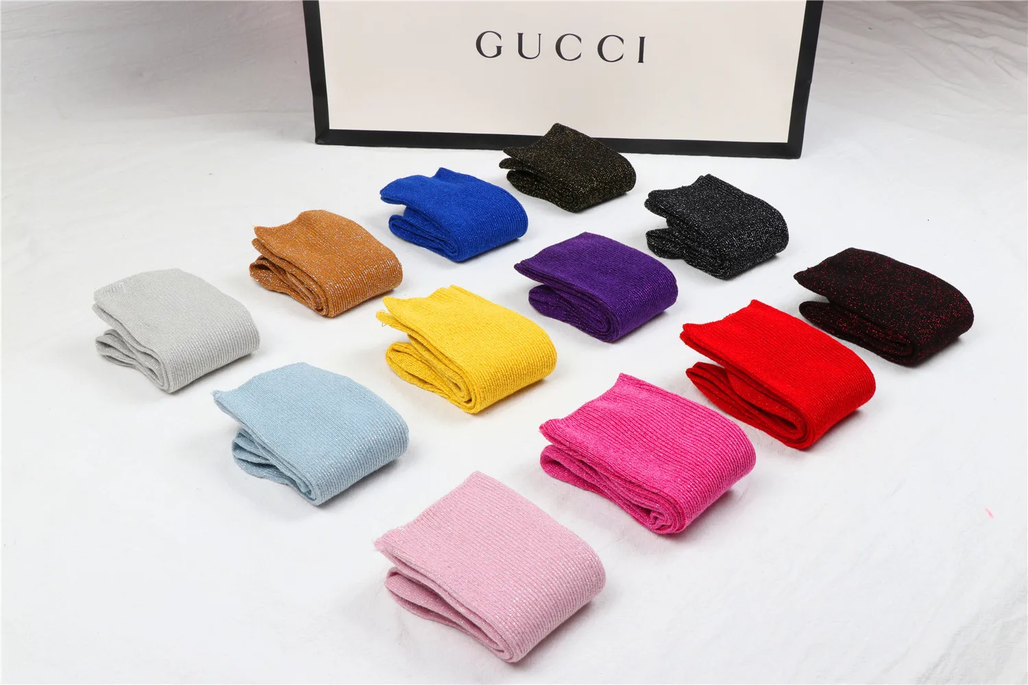 Winter Cotton Solid Shiny Woman Simple Socks Fashion Art Fold Female Student Thick Warm Socks Shiny Metallic Line Sox Trendy gucci socks women