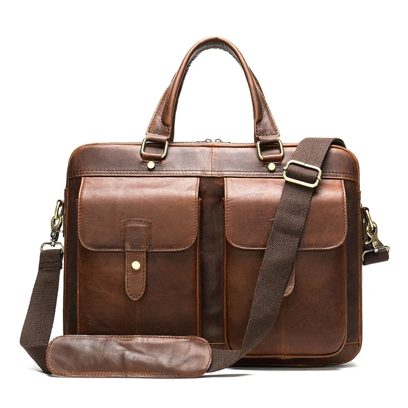 

FGGS-Men's Briefcase Bag Men's Leather Porte Document Office Bag for Men Leather Laptop Bag Men Vintage Handbag for Men