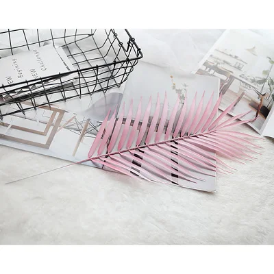 Pink Искусственные листья пальмы, растения, Искусственные пластиковые украшения для дома, офиса, сада, вечерние, сделай сам, цветочные принадлежности - Цвет: Pink