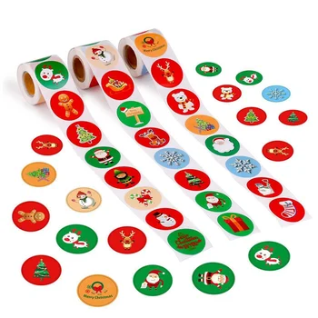 

500pc/roll Merry Christmas Handmade Sticker Card Box Package Santa Thank You Label Sealing Stickers Wedding Decor Party Supplies