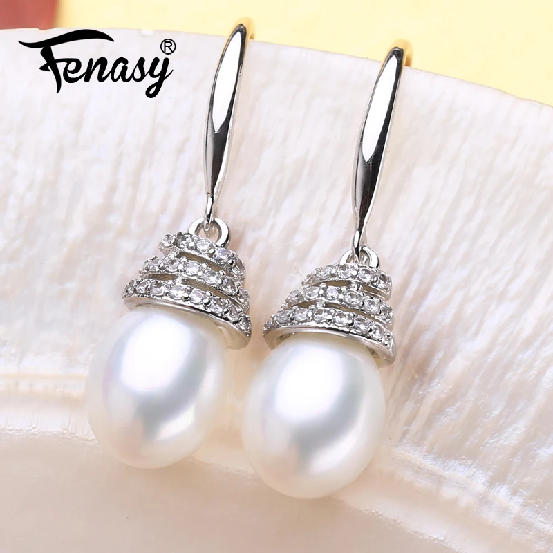 

FENASY 925 Sterling Silver Earrings Natural Freshwater Pearl Earrings For Women Fashion Evening Party Wedding Fine Jewelry