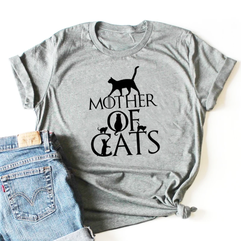 Женская с принтом Мама котов милый летний топ Китти женская рубашка на день