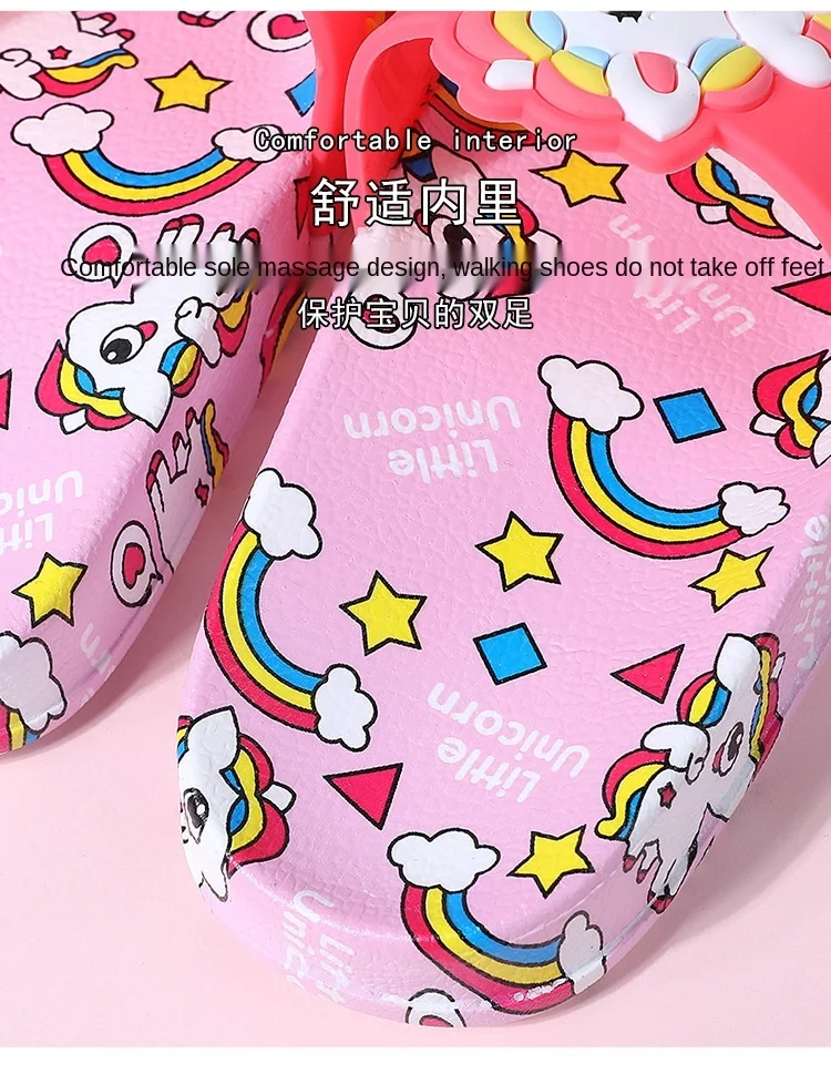 children's shoes for high arches Unicorn Kids Slippers New Summer Rainbow Boys Girls Slippers PVC Non-slip Children Beach Shoes Baby Home Sandals Kids Flip Flops comfortable sandals child