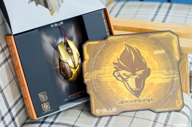 

E-3LUE 2016 Monkey year Commemorative Edition Golden gaming Mouse EM639 Luminous Professional wired game Mouse with Mouse pad