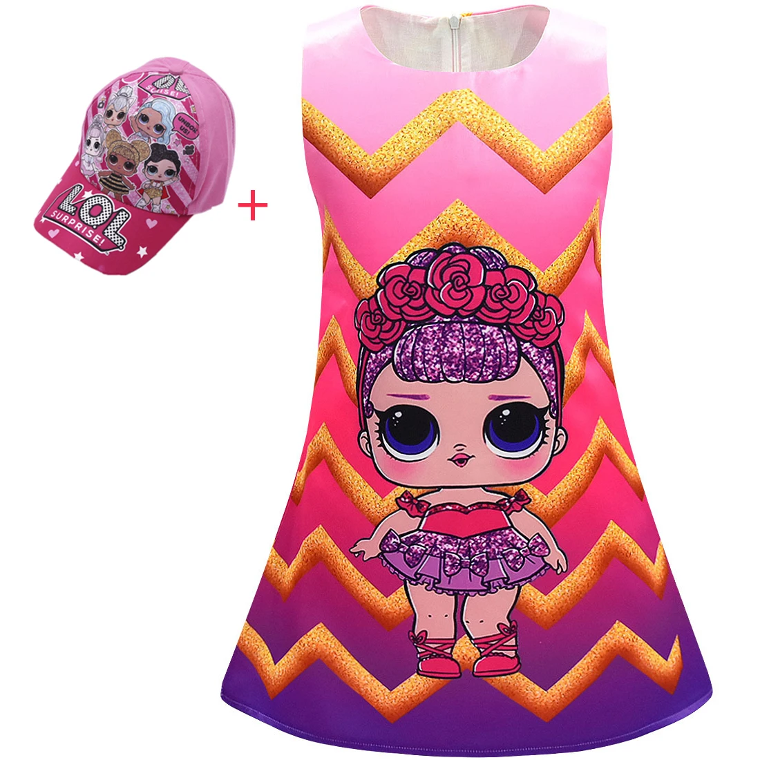 03-dress-hat Детские платья для девочек; летнее платье с героями мультфильмов; платья принцессы для дня рождения; одежда для малышей без рукавов; Vestidos; Одежда для кукол - Цвет: 03-dress-hat