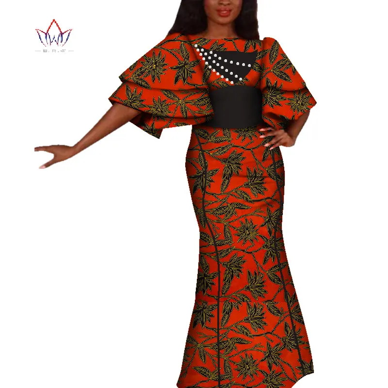 Дашики африканские платья для женщин Базен нигерийские элегантные африканские платья с принтом элегантное платье высокого качества BRW WY4229 - Цвет: 7