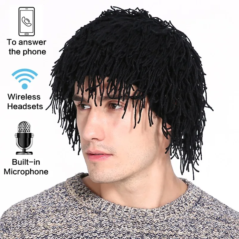 Уникальный стильный дизайн Bluetooth шапка с наушниками парик борода вязать бини зимняя теплая Рождество год подарок музыка шляпа