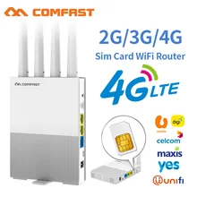 COMFAST – routeur wi fi E3 4G LTE 2.4GHz, 4 antennes, carte SIM, WAN LAN, extension de réseau sans fil