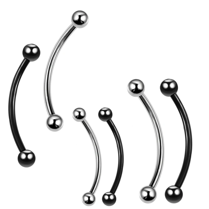 

2PCS 16G G23 Titanium Snake Eyes Tongue Piercing Curved Barbell Titanium Snake Eyes Pirsing Piercings Tongue Barbell langue