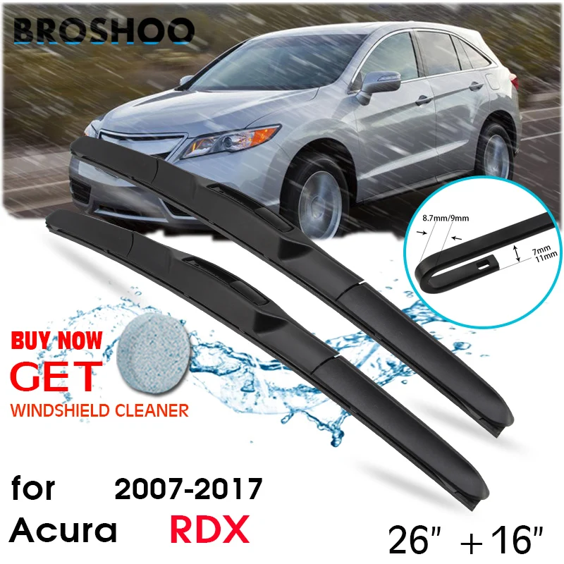 

Car Wiper Blade Front Window Windscreen Windshield Wipers Blades Fit U Hook Arm Auto Accessories For Acura RDX 26"+16" 2007-2017